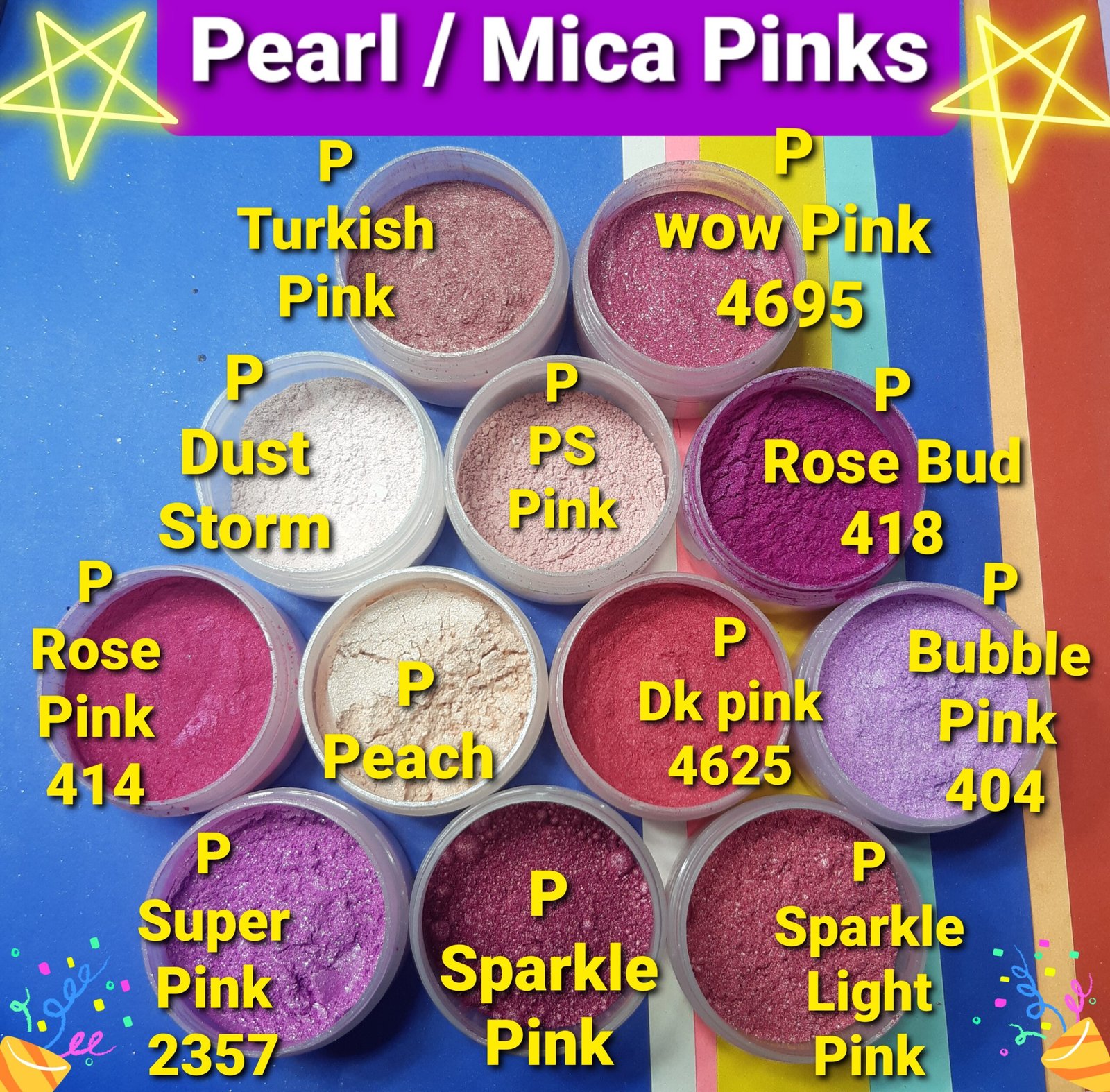 pearl/mica yellow powder colors (6 colors 15g each)