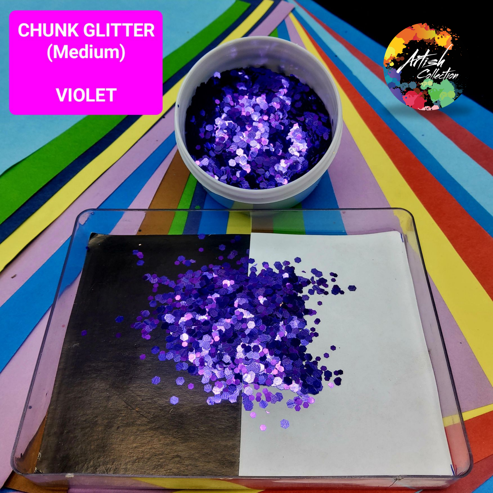 glitter chunk large silver holo (20g) (copy)
