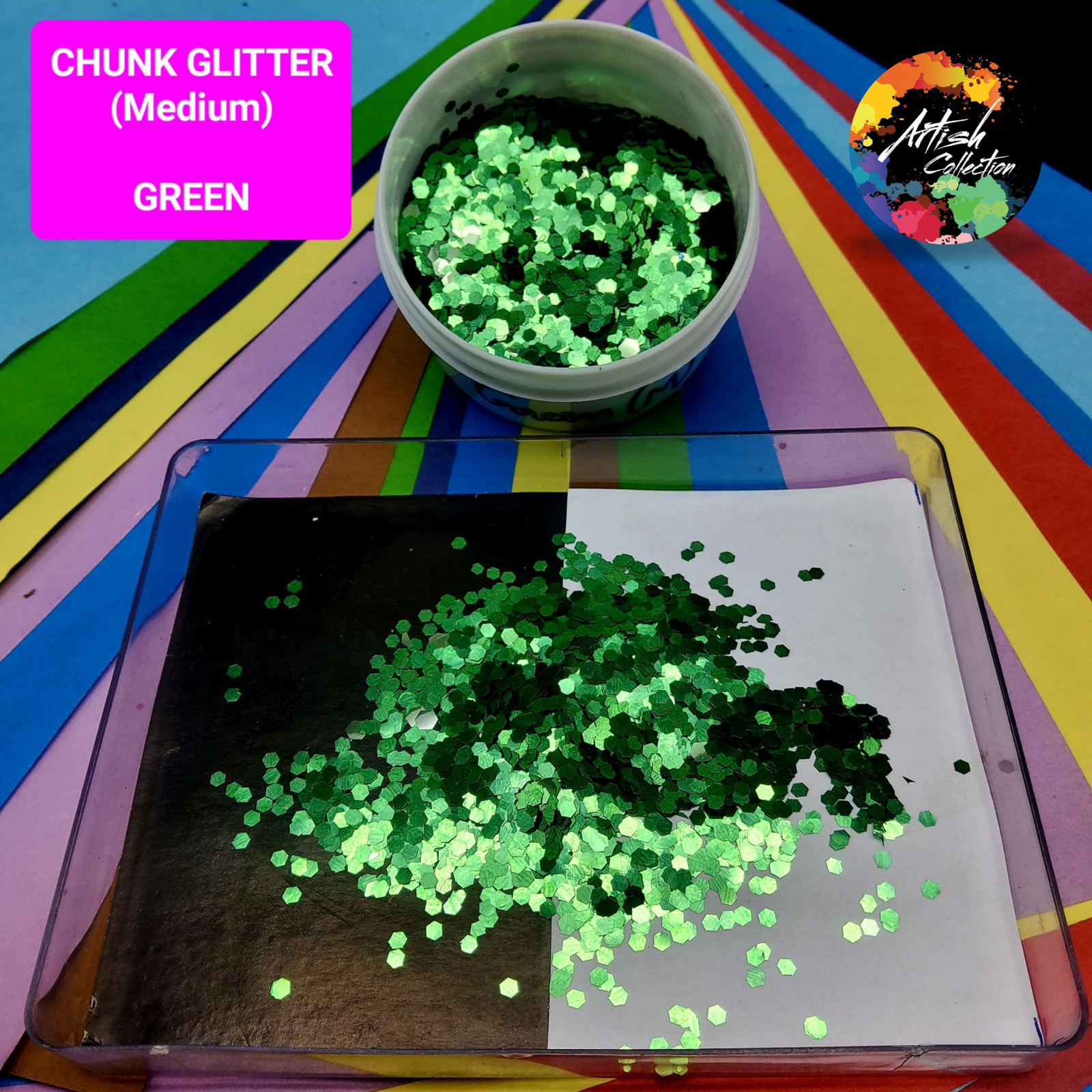 glitter chunk large silver holo (20g) (copy)