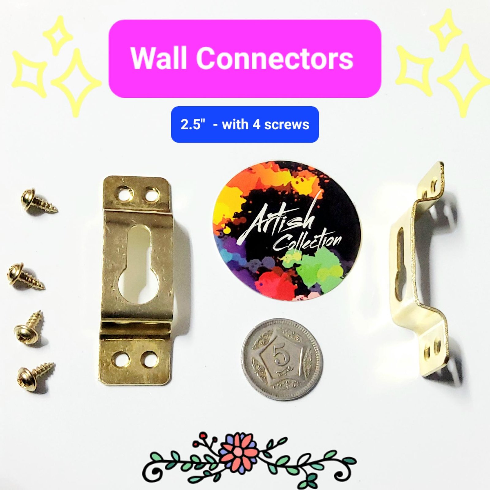 heavy duty gold wall connectors (2.5")