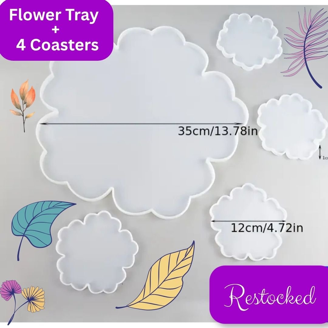 Flower Tray + 4 Coasters Set
